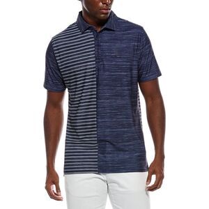 Ben Sherman Mens Mélange Stripe Colorblock Tech Jersey Polo Shirt, Navy